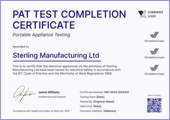 Does Pat Testing require a certificate?