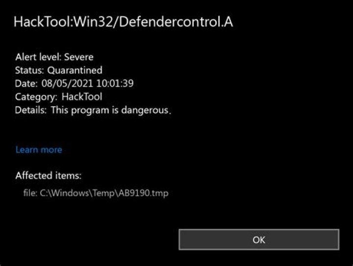 HackTool:Win32/DefenderControl
