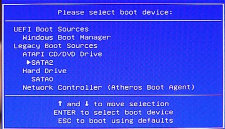 How do I select boot device in BIOS?