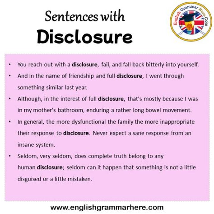 How do you use disclosure in a sentence?