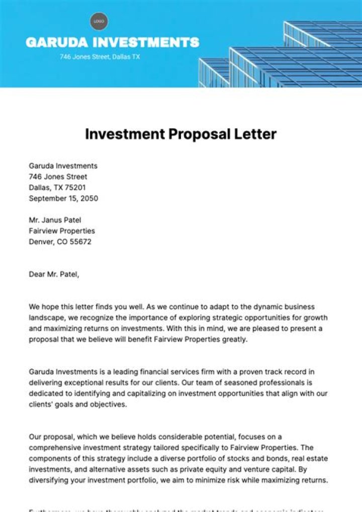 How do you write an investment proposal?