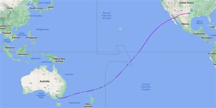 How far is the flight from Dallas to Australia?
