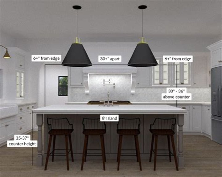 How high should pendant lights be above kitchen island?