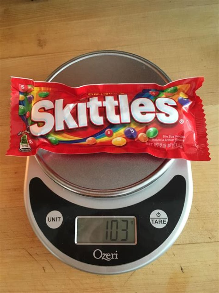 How much does a fun size pack of Skittles weigh?