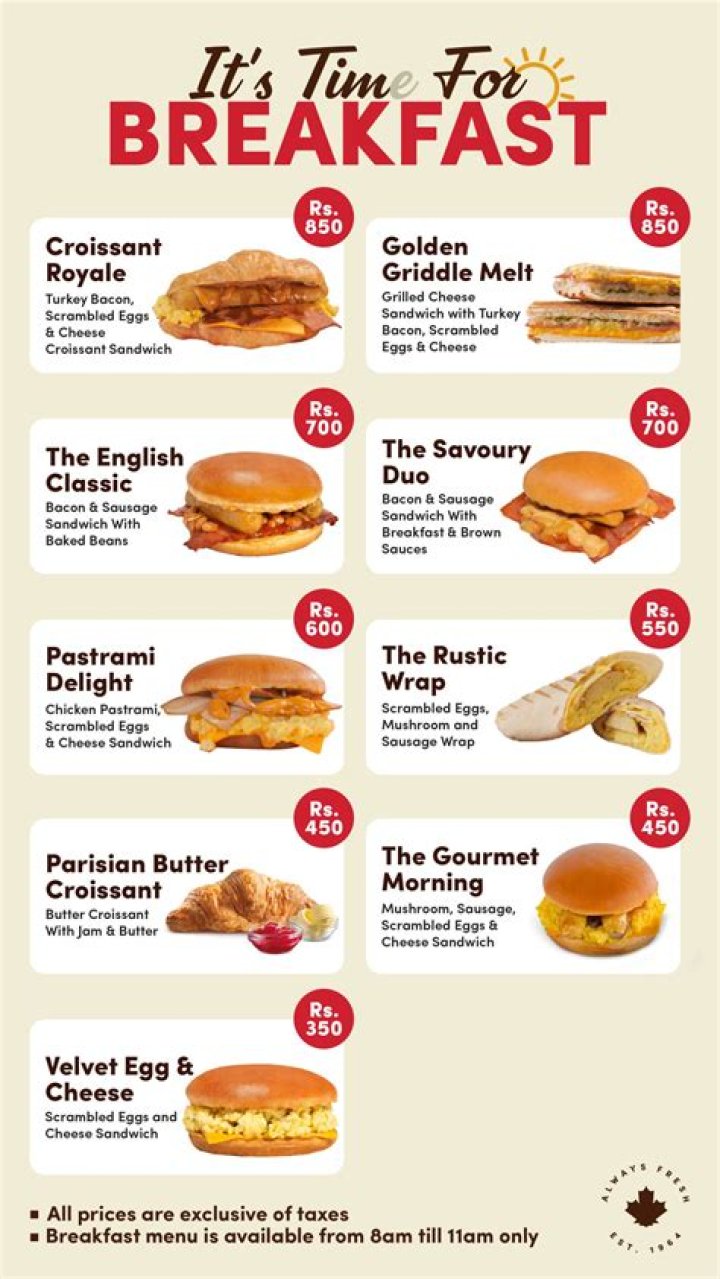 How much is a breakfast sandwich at Tim Hortons?