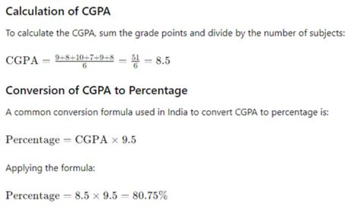 How percentage is calculated from DU to CGPA?