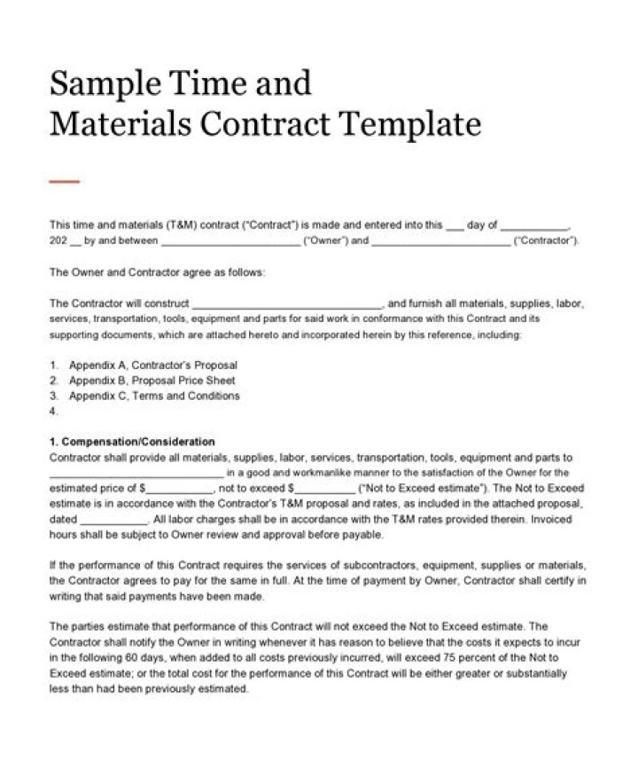 Is time and material a cost type contract?