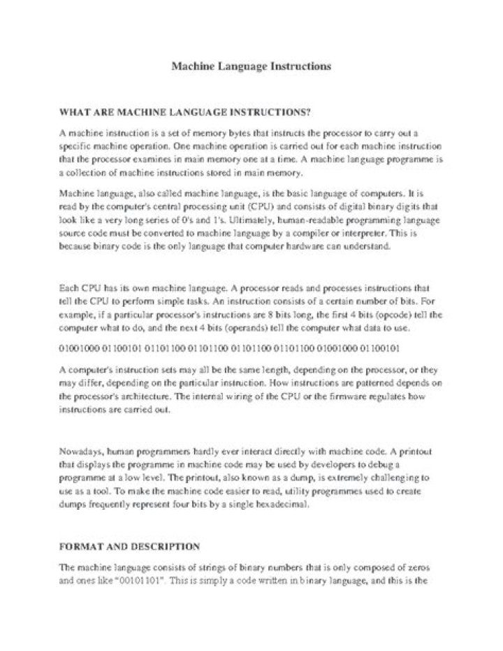 What are machine language instructions?