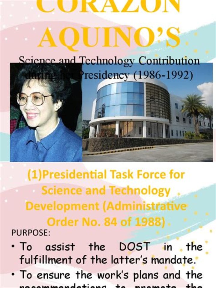 What are the contribution of Corazon Aquino in science and technology?