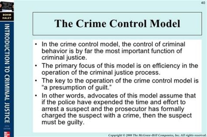 What are the main features of the crime control model