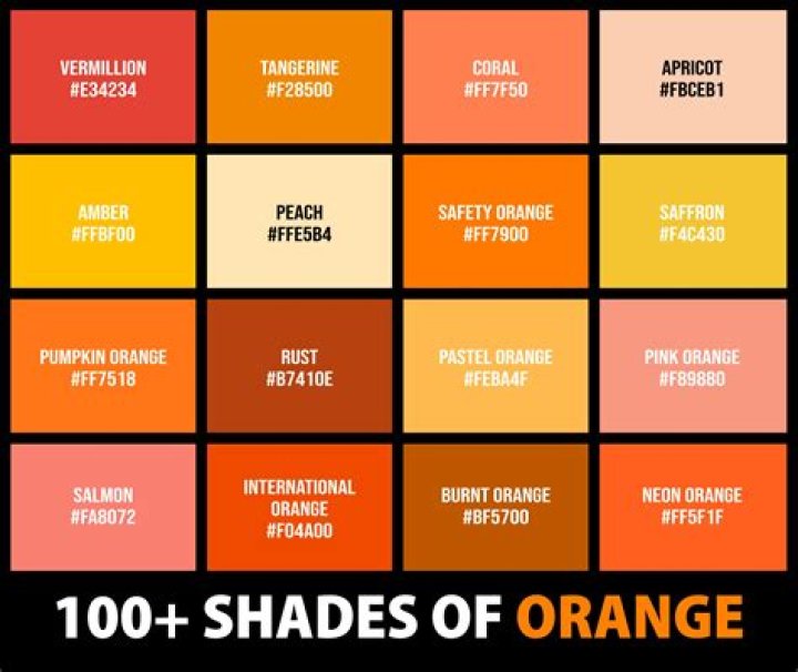 What are the names of shades of orange?
