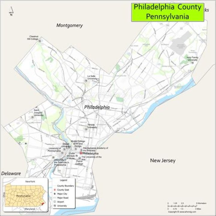 What county is the city of Philadelphia PA located in?