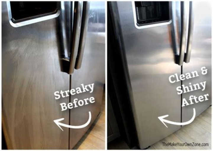 What do you use to clean the outside of a stainless steel refrigerator?