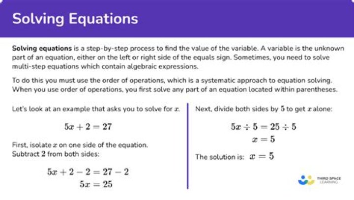 What does solution of an equation mean in math?