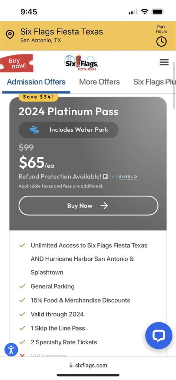 What does the Six Flags platinum pass include?