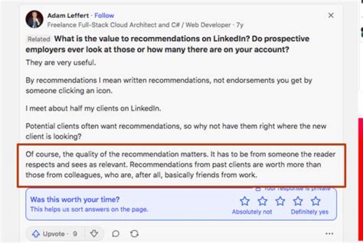 What is a good recommendation on LinkedIn?