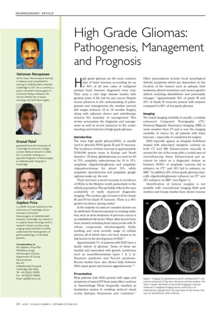 What is a high grade glioma