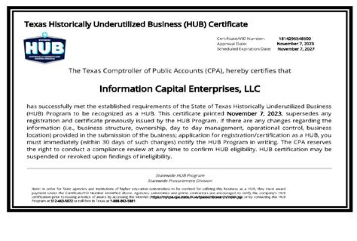 What is a hub certification?