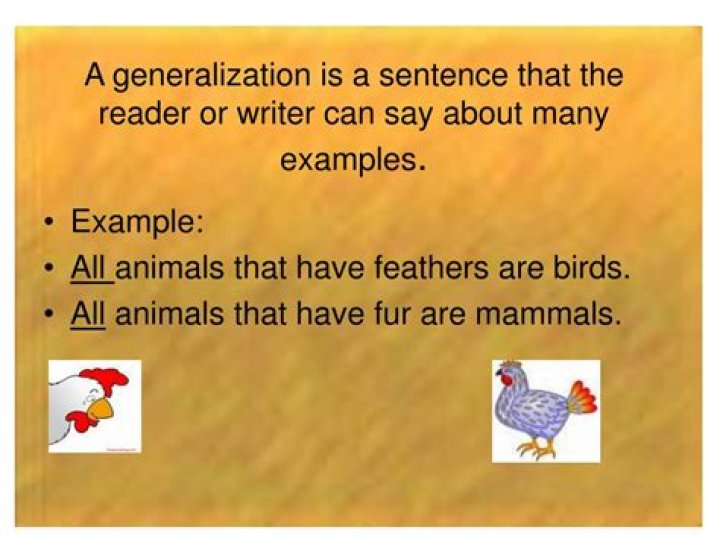 What is an example of a generalization sentence?