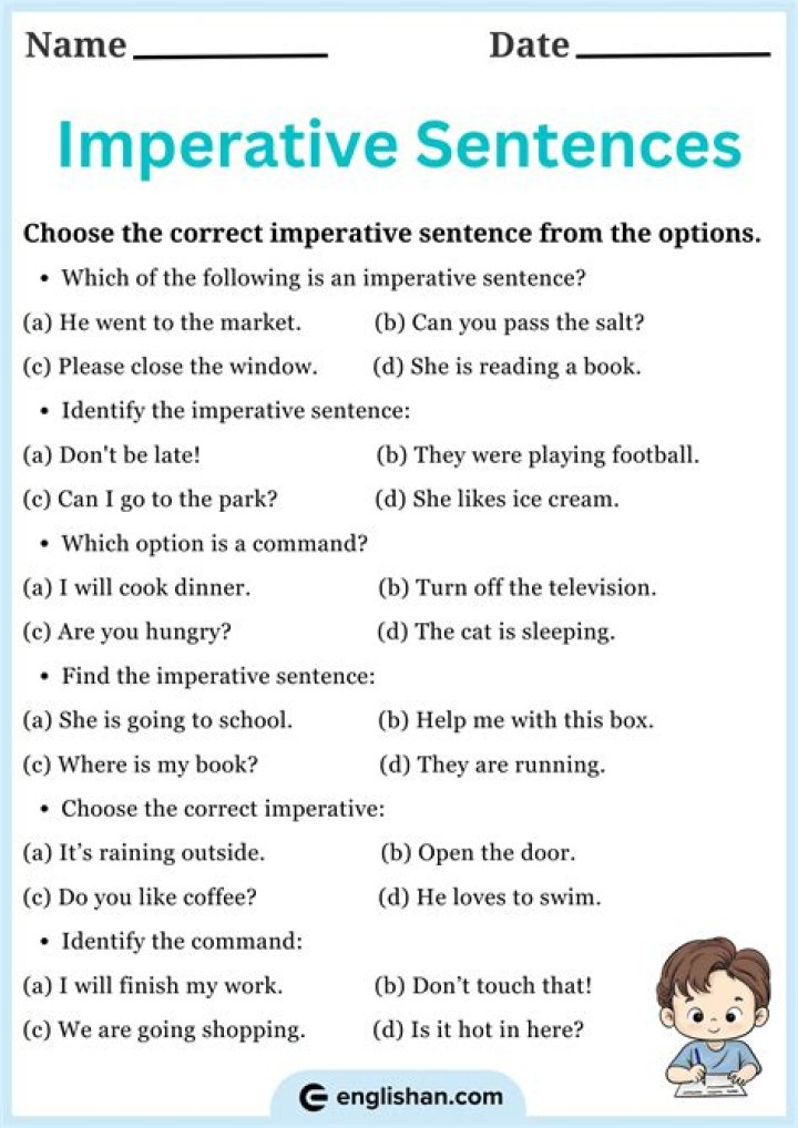What is an imperative sentence first grade?