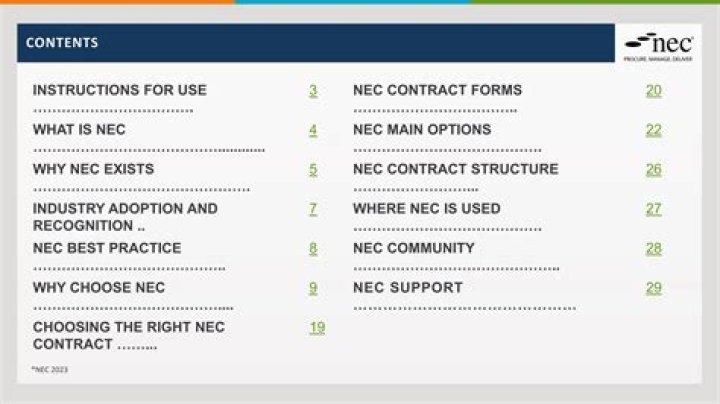 What is NEC standard form of contract?