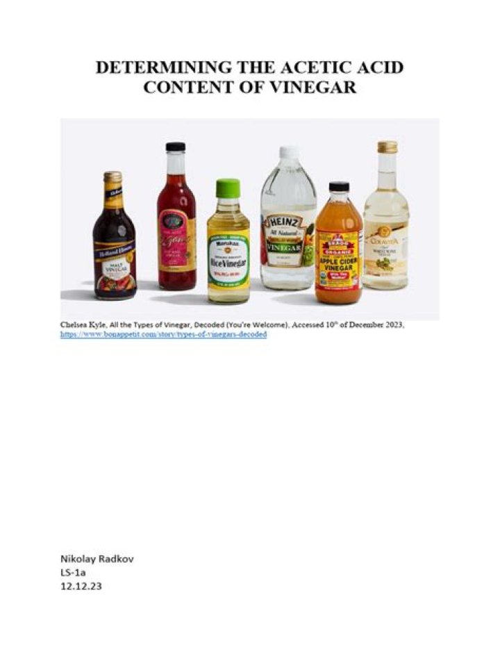 What is the acid content in vinegar lab