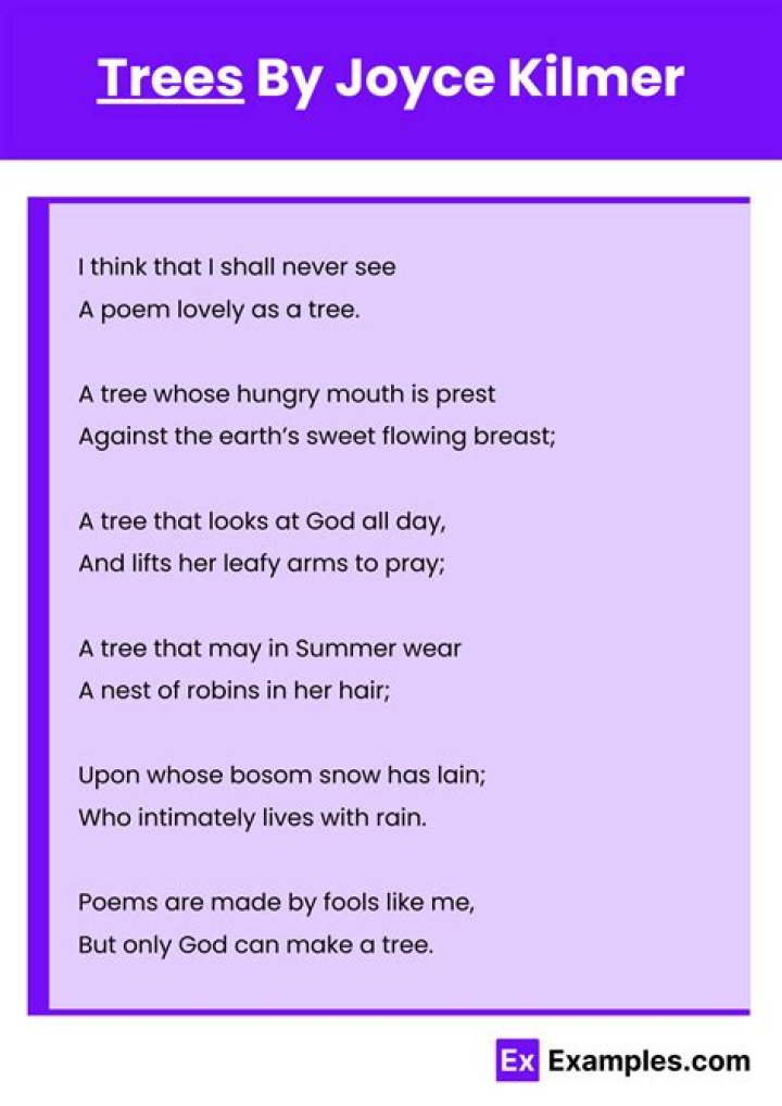 What is the meaning of the poem Trees by Joyce Kilmer