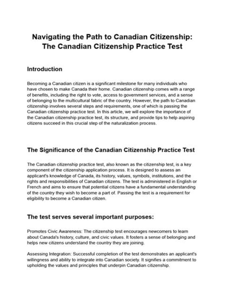 What is the passing score for Canadian citizenship test