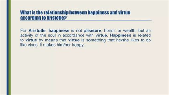 What is the relationship between happiness and virtue according to Aristotle
