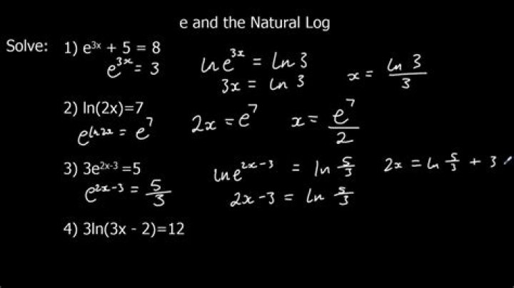 What is the value of E in natural log?