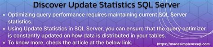 What is update statistics SQL Server?