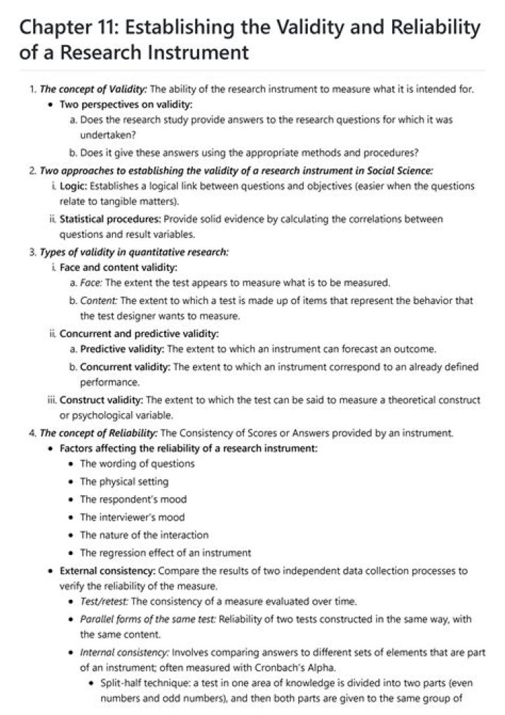What is validity of instrument in research