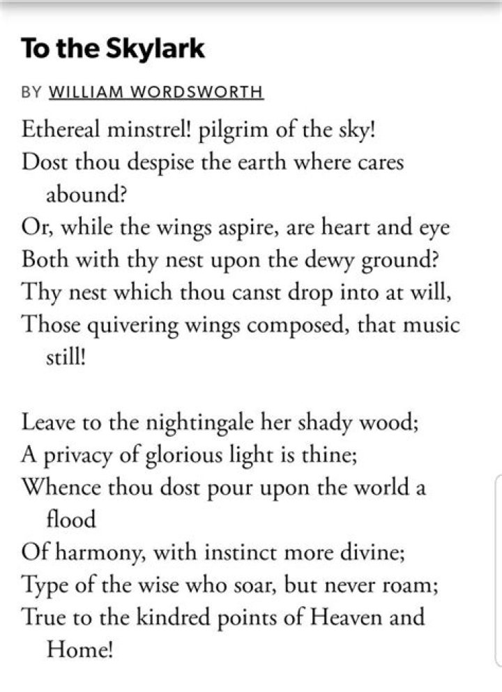 What literary device does Shelley use in line 1 of the poem To a Skylark