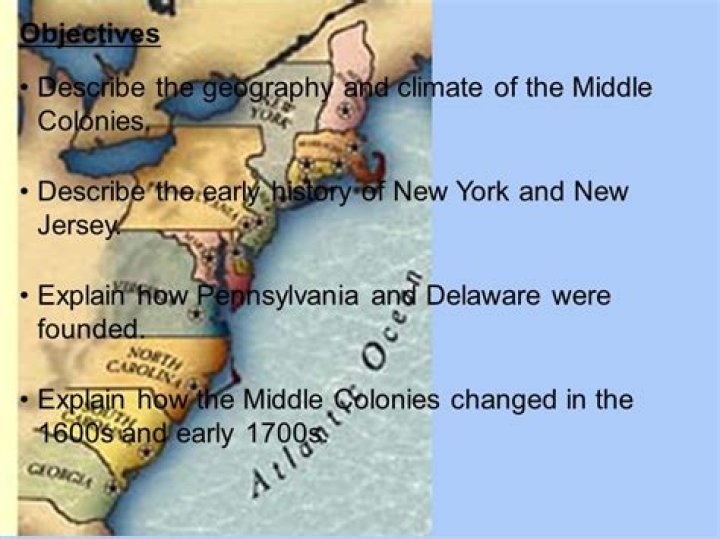 What was the population of the middle colonies in the 1600