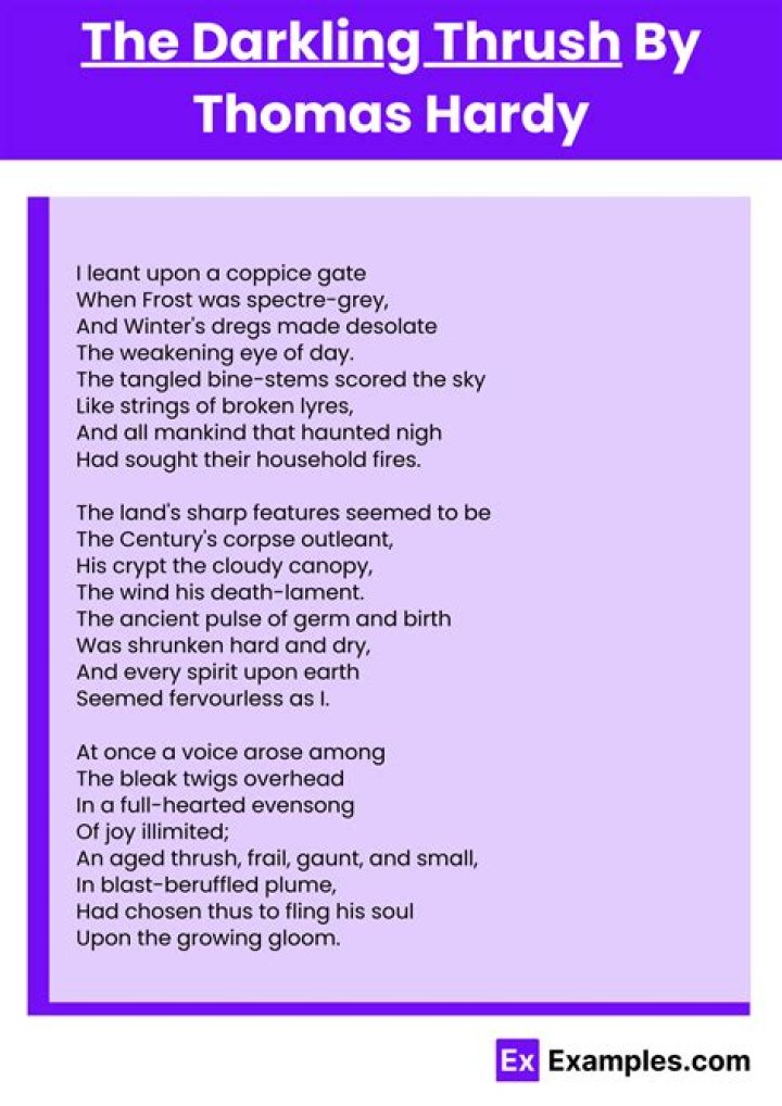 When did Thomas Hardy write The Darkling Thrush