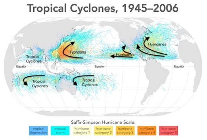 Where do most tropical cyclones originate?