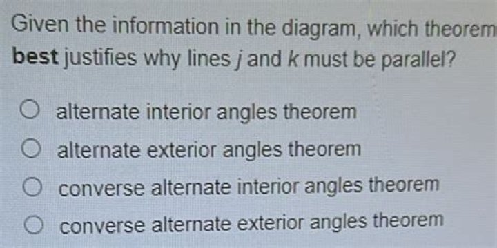 Which theorem best justifies why Lines J and K must be parallel?